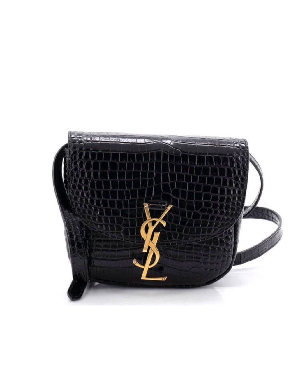 Saint Laurent Small Kaia Shoulder Bag Crocodile Embossed Leather